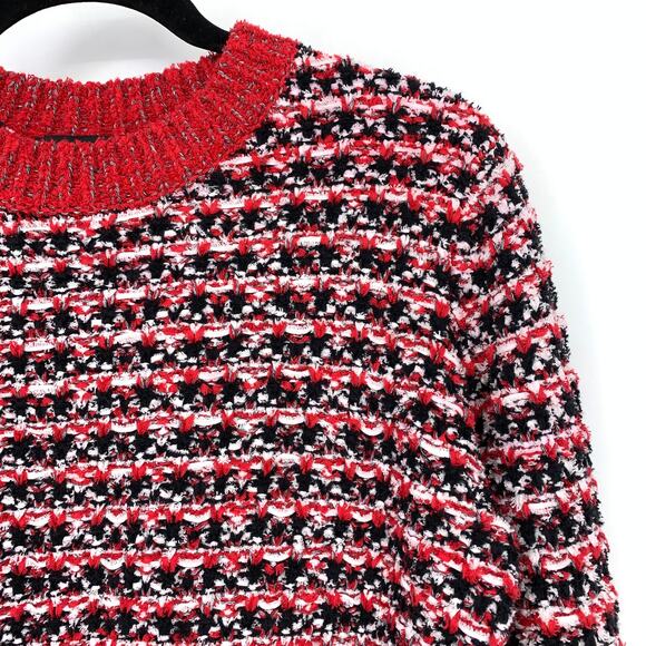 Ann Taylor Pullover Crew Neck Sweater Womens Size Medium Red White Black Knit - Picture 3 of 8